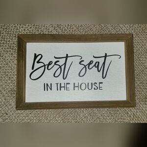 Wooden Bathroom Sign with Black Text